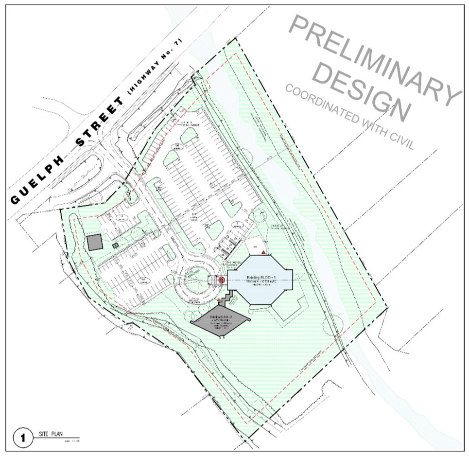 530 Guelph Street's Site Plan showing the existing buildings