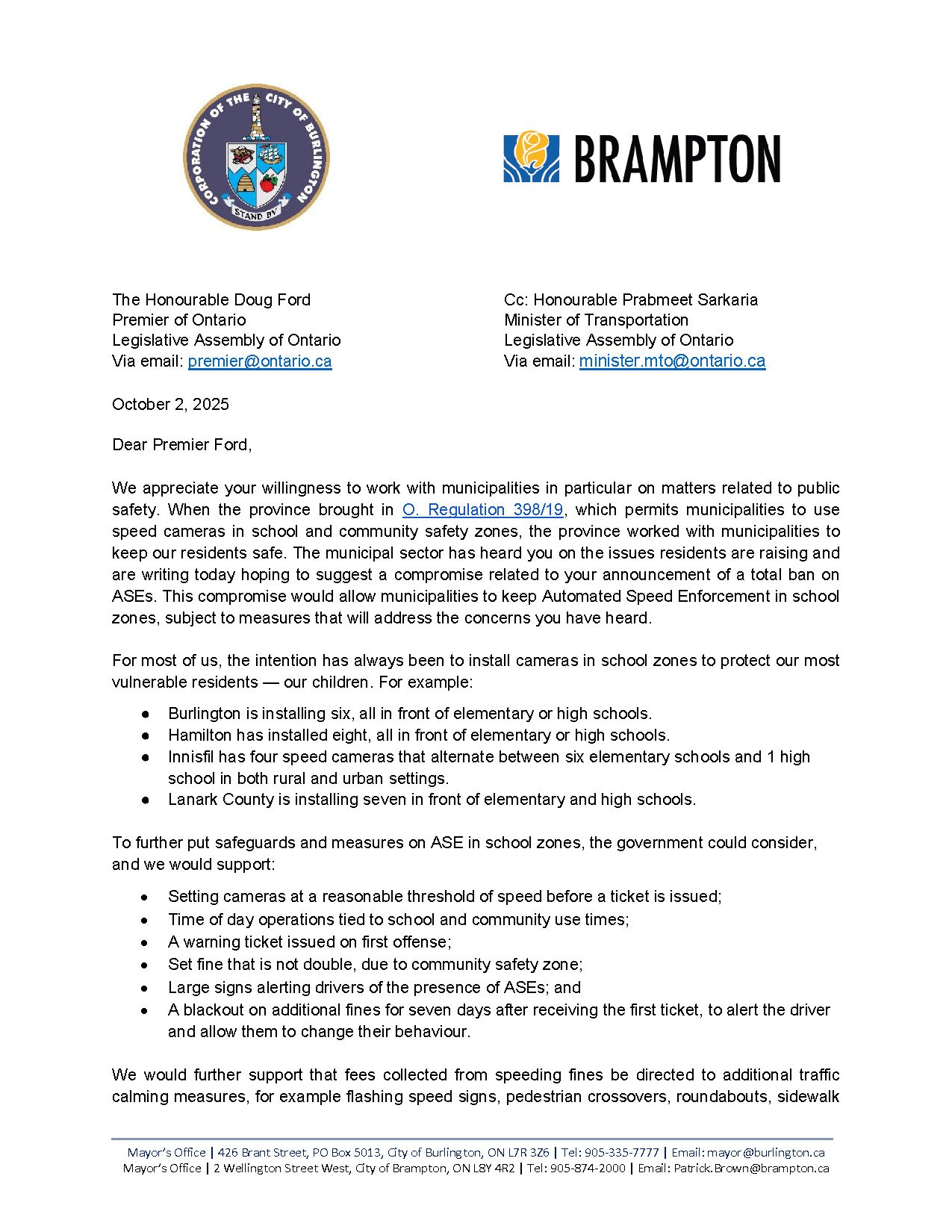 Letter to Doug Ford