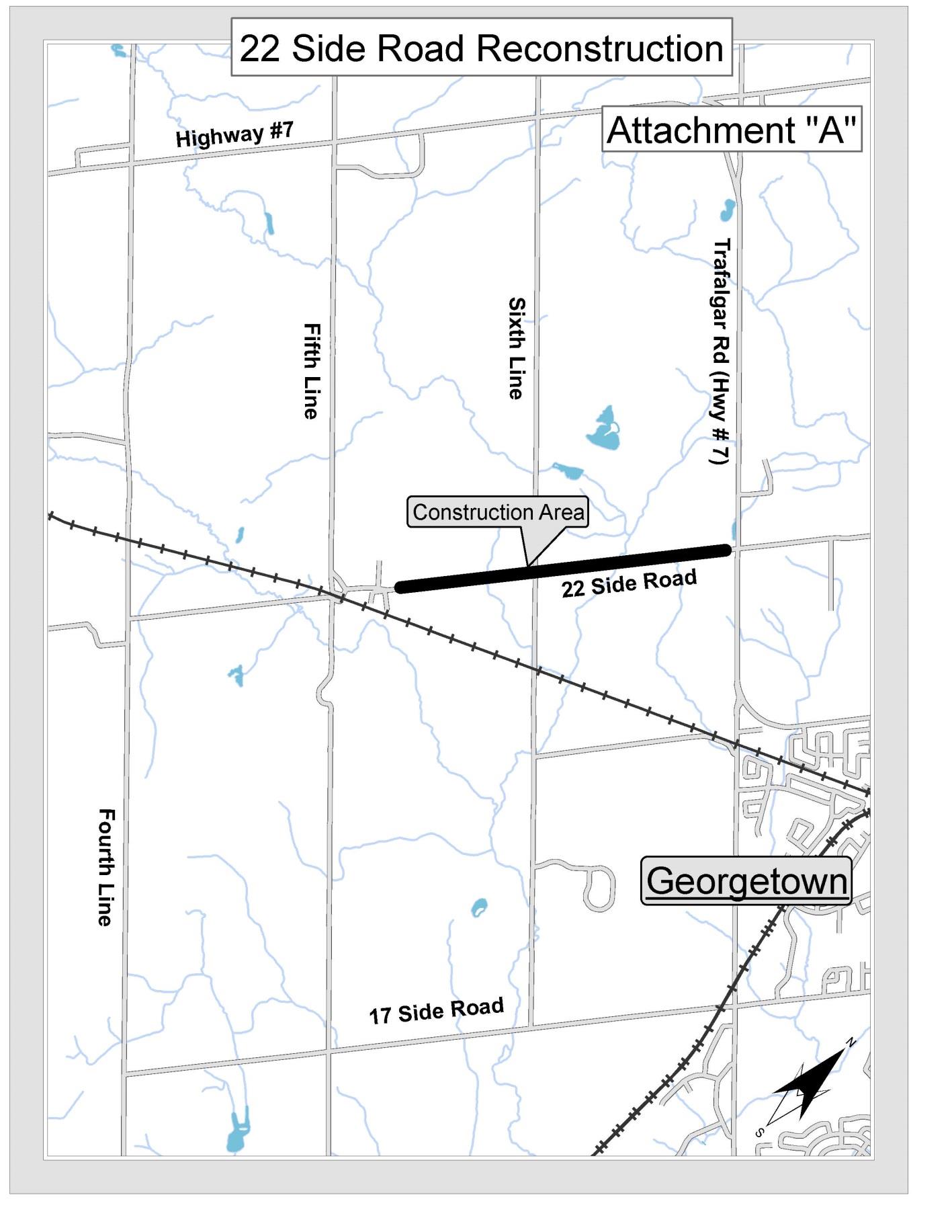 Map of road reconstruction on 22 Side Road