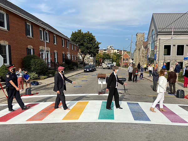 Abbey Road Rainbow Crosswalk - Mayor Bonnette and Councillor Fogal