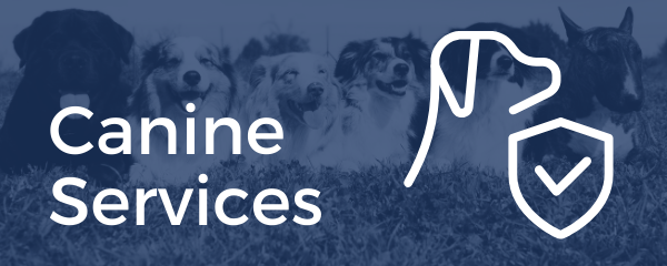 Canine Services with dog icon and checkmark shield