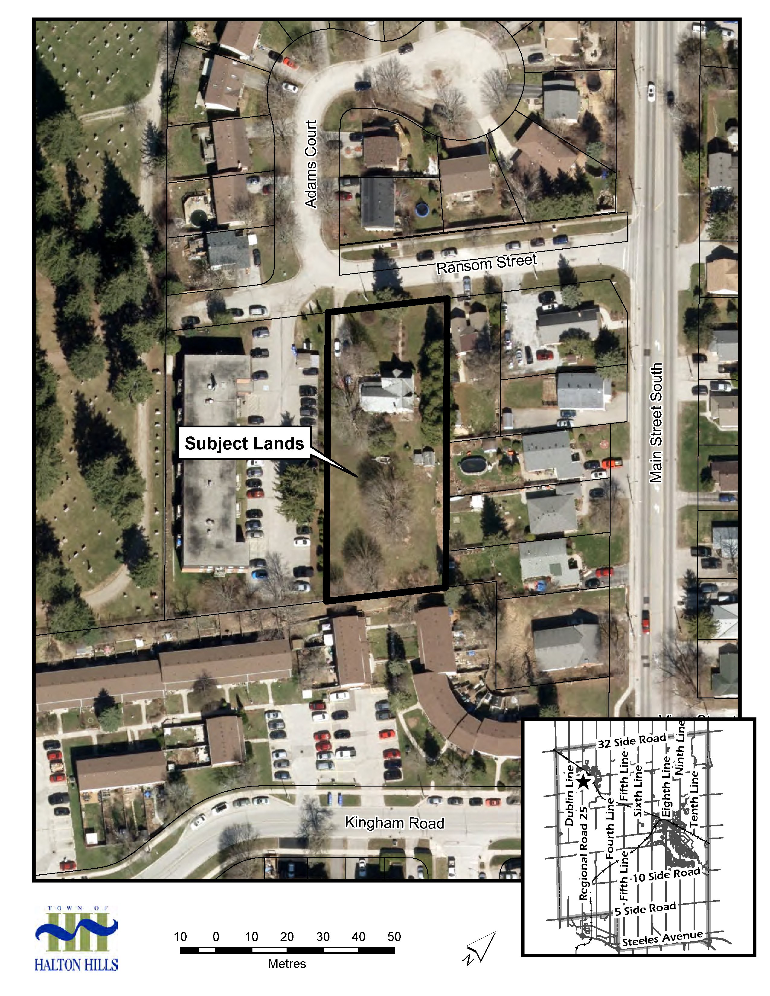 Orthophoto map showing location of 20 Ransom Street