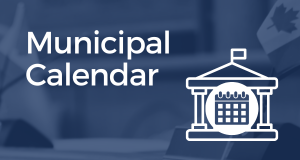 Municipal Calendar with calendar icon on top of  government building icon
