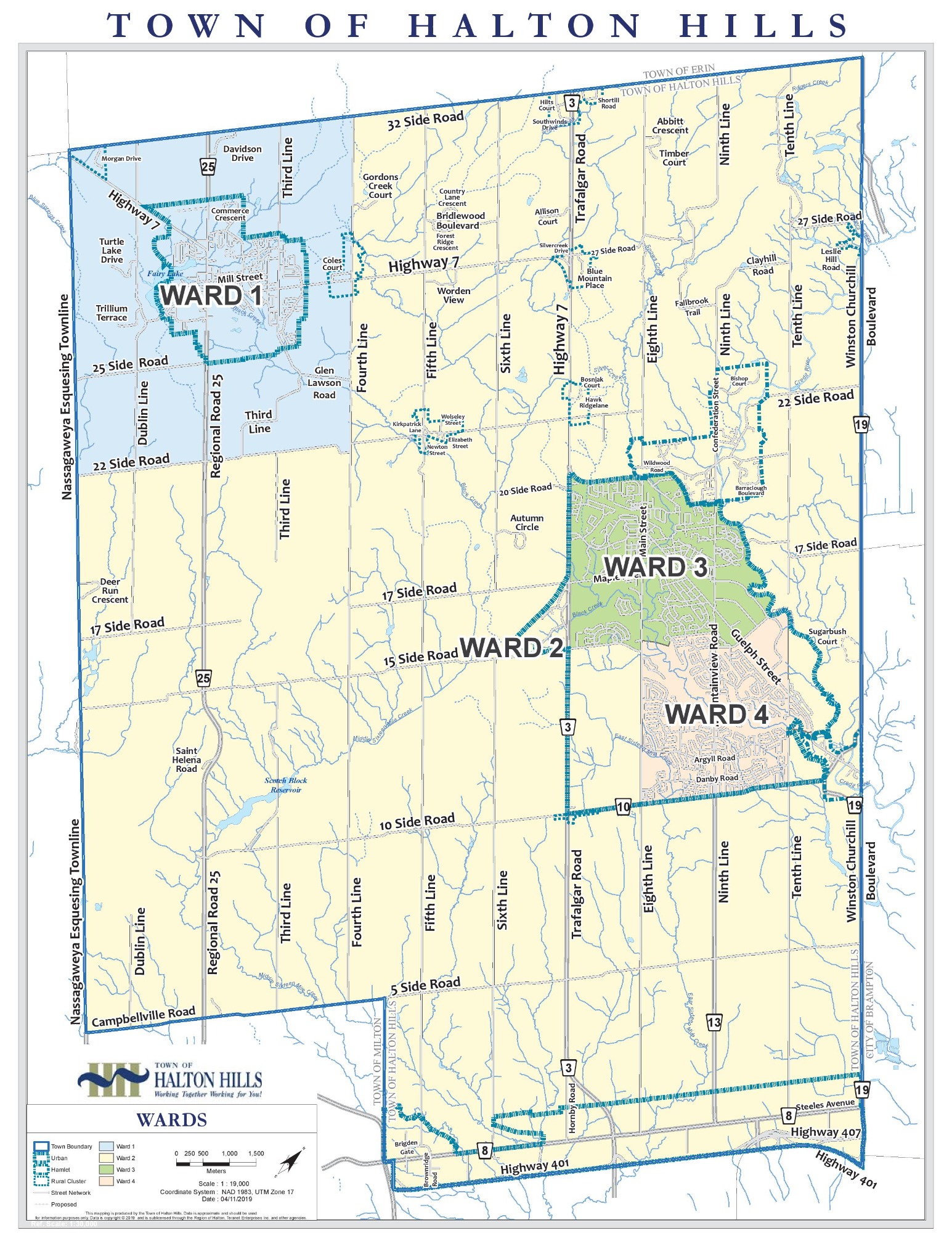 Town of Halton Hills Ward Map