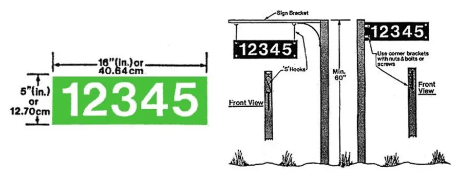 Green Municipal Address Sign