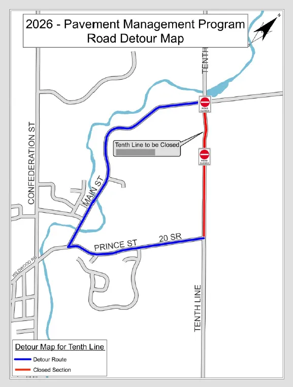 Notice of Road Closure – Tenth Line, 20 Side Road to 22 Side