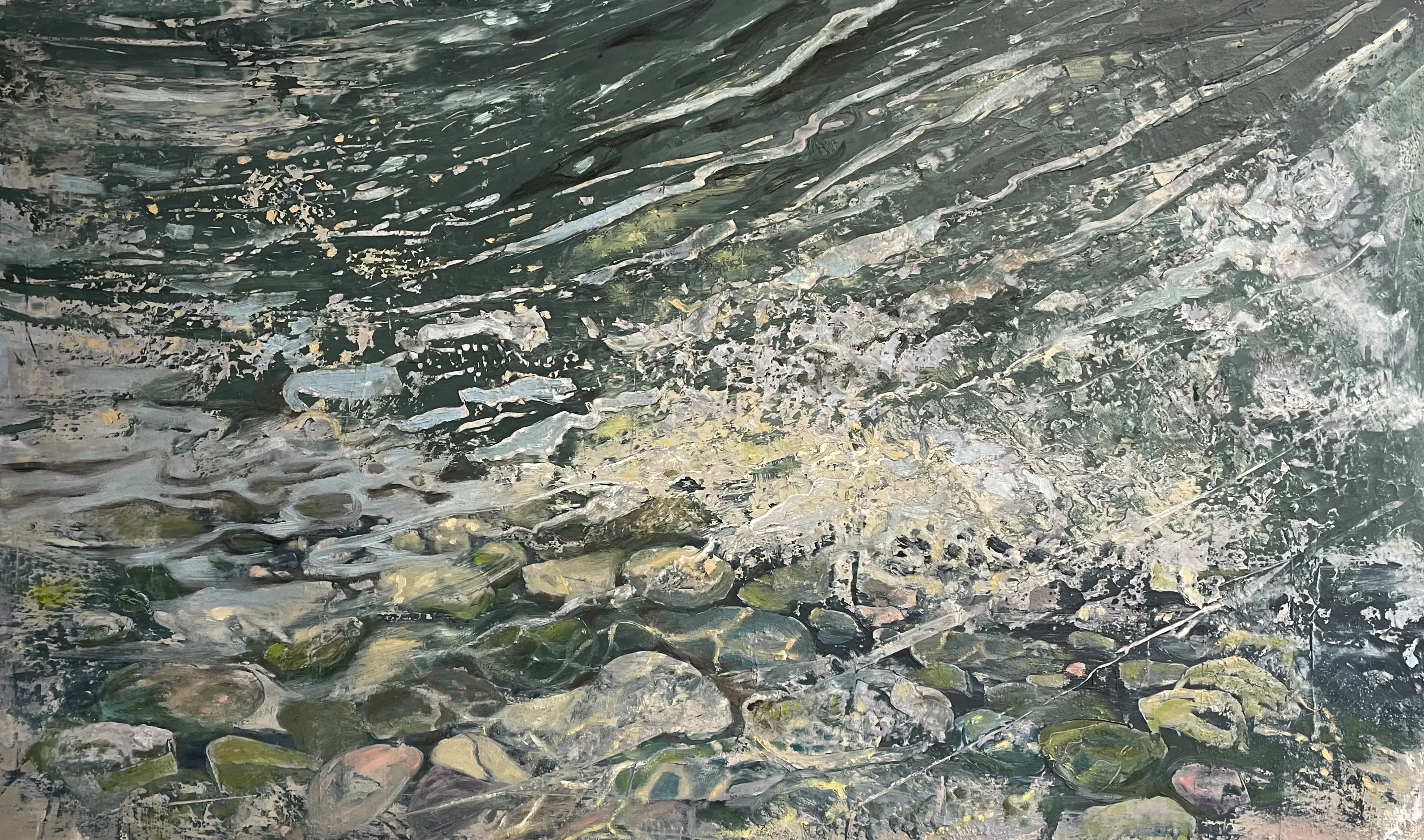 Robert Attrell, O, the stories it could tell, oil and cold wax on wood panel